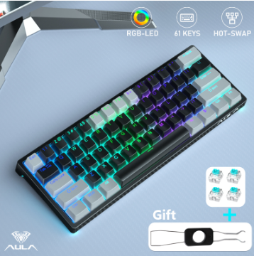 AULA F3261 61 Keys RGB Hotswappable Keyboard Wired Keyboard Type-C Mode For MAC Windows Mechanical Keyboard
