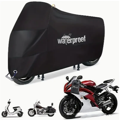 Motorcycle Covers, Heavy Duty 210D Waterproof UV Protective Tear Proof Motorbike Cover With Safety Cloth Lock Holes Design