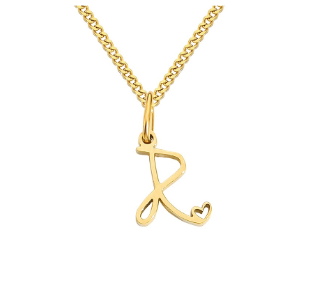 Cursive Initial Necklaces for Women Girls,14K Gold Filled Personalized Monogram Name Letter Necklace Jewelry Gifts R