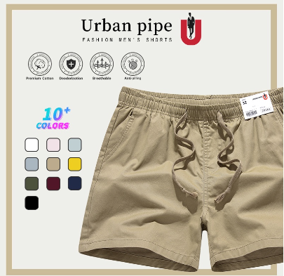 URBAN PIPE Board Plain Shorts For Men Knee-Above Casual Garter Beach Short 20261