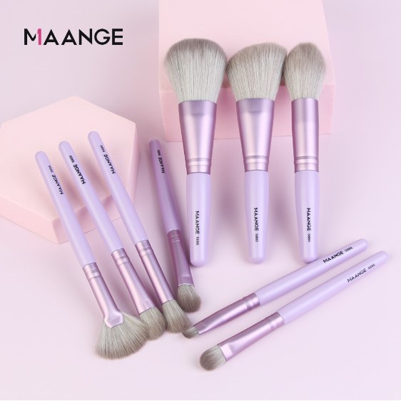 Maange Makeup Brush Set Soft Hair Fluffy Blush Powder Concealer Eyeshadow Blending Large Brush Beauty Tools For Ladies  9 Pcs Set Purple
