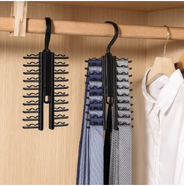 Necktie Belt Hanger 360° Rotation Design Tie Belt Organizer Storage Rack Non-Slip Finish -20 Hooks