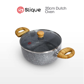 SLIQUE Marble Dutch Oven 20cm [1.5L Capacity] Premium Multi Layer Non-Stick Induction Base