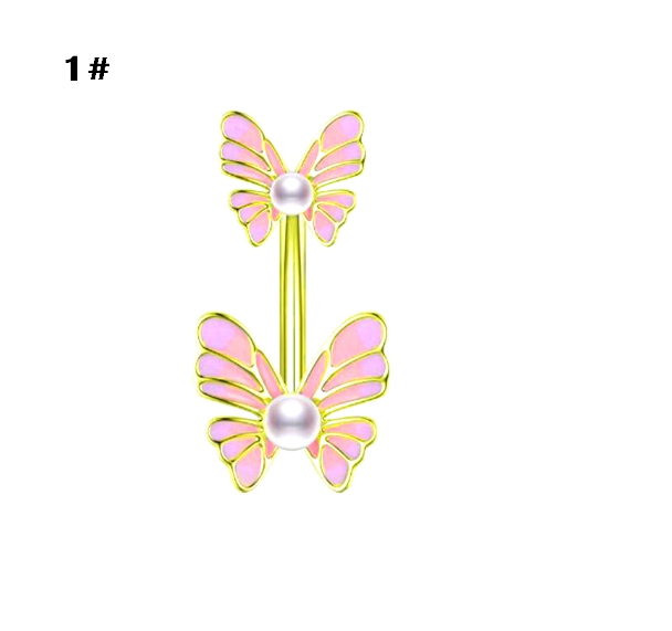 Gold Belly Button Ring with Diamonds and Zirconia Belly Button Clasp Piercing Belly Button Nail