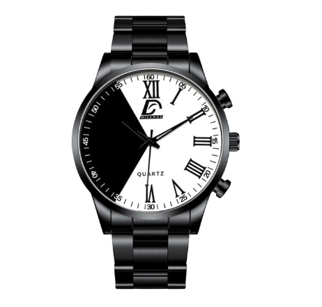 Luxury Gold Watch Men Fashion Minimalist Creative Two-color Splicing Watches Simple Men Business Stainless Steel Quartz Wristwatch STEEL BLACK WHITE