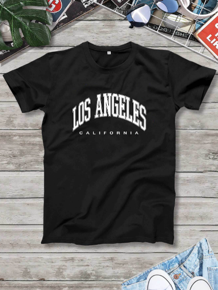 Manfinity Sporsity Men T-Shirts Fit Crew Neck Short Sleeve Graphic Tee Los Angeles Casual Summer Polyester