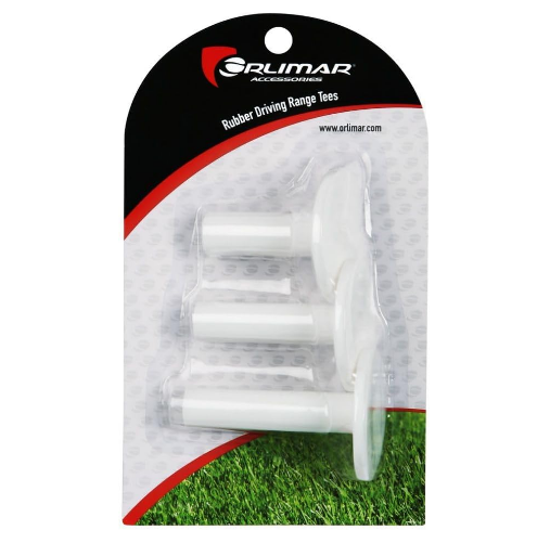 Orlimar White Rubber Driving Range Golf Tees for Range Mats (3 Pack), 2-inch, 2.5-inch and 2.75-inch Heights for Indoor or Outdoor Use