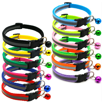 Pet Collar Dog Collar Puppy Reflective Collar Adjustable Cat collar Safety Buckle Bell