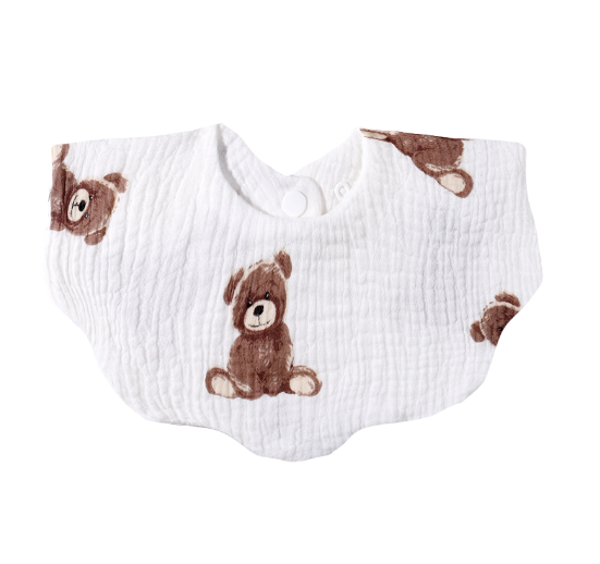 Baby Printed Towel Cotton Gauze Wavy Edge Muslin Bib BB7