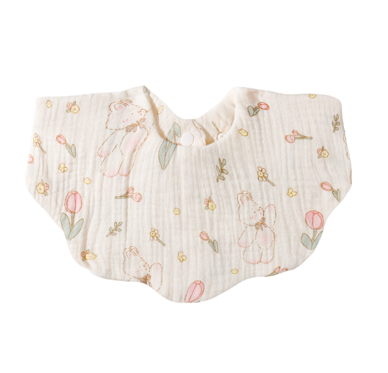 Baby Printed Towel Cotton Gauze Wavy Edge Muslin Bib BB9