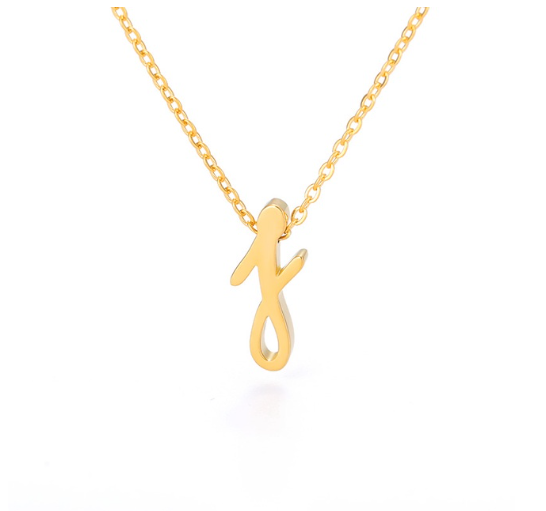 Maxzone Tiny Initial Letter Necklaces For Women Stainless Steel Old English Letter Vintage Necklace Boho Birthday Gothic Jewelry Gift J