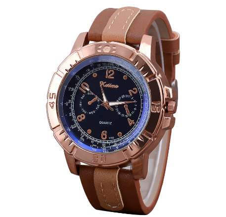 Explosive fashion sports three-eye belt men's watch Korean version of simple large dial quartz watch gift watch M002