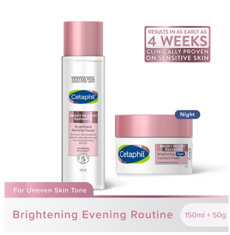 Cetaphil Radiance Routine Nighttime (Brightness Refresh Toner + Brightening Night Comfort Cream)