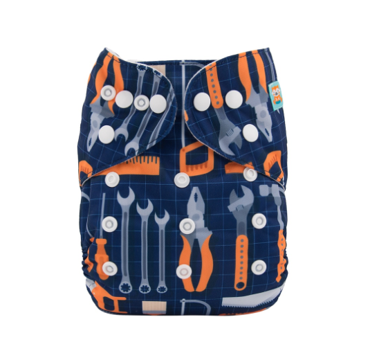 Alva Baby Cloth Diapers 1Set With Bamboo Charcoal Insert Printed Washable Diapers Cloth Diaper Pocket Nappy D24