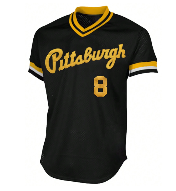 Men's Embroidery Baseball Jersey 8 Black Casual Short Sleeve V-Neck T-Shirts Party Sports Top