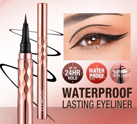 O.TWO.O Gold Embroidery Eyeliner Pen Waterproof Long Lasting Classic Black Easy To Wear Eye Makeup