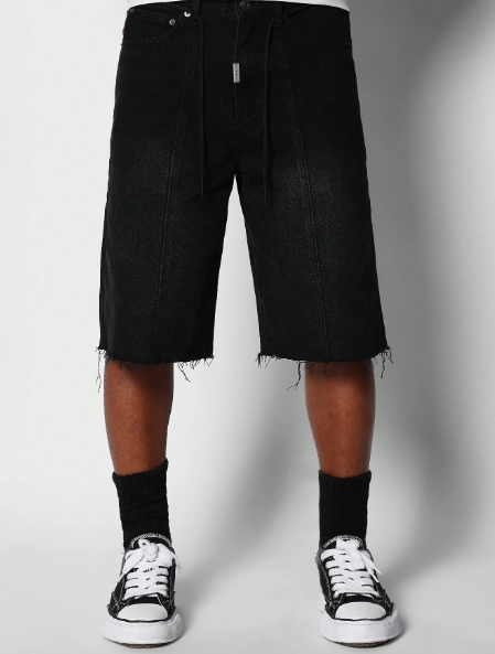 SUMWON Raw Hem Pull-On Denim Short