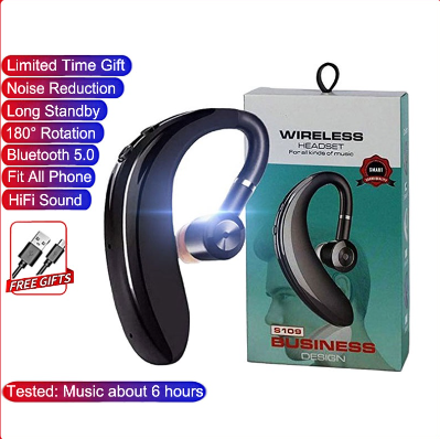 New Bluetooth Earphone Wireless Headsets Nosice Cancelling HD MIC Handsfree Business Driver L&R Wear