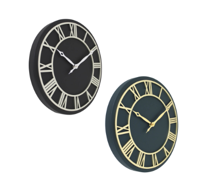 Deluxe Tristan Nordic Metal Wall Clock 12“ Inches Embossed Easy Read Analog For Home, Office