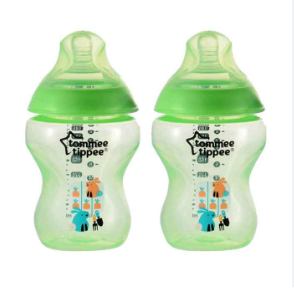 Tommee Tippee CTN Bottles Tinted Lime 9oz/260ml pack of 2(0m+)Slow flow teats
