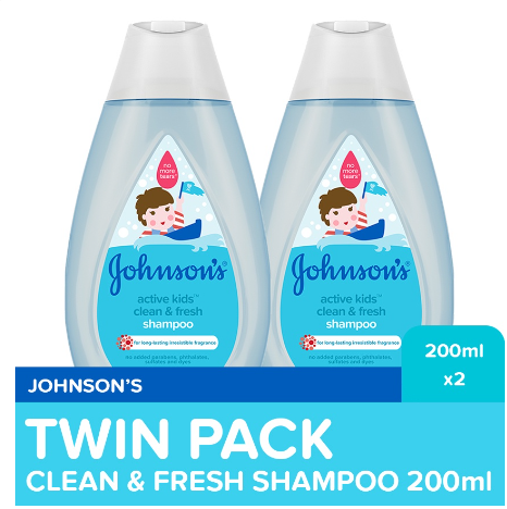 Johnson's Active Kids Clean & Fresh Baby Shampoo 200mL Twin Pack - Shampoo for kids, for kids bath