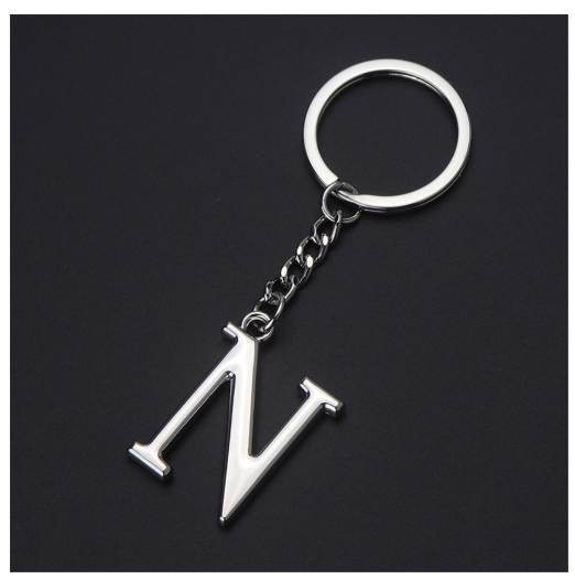 New A-Z 26 Letter Key Chains Stainless Steel Keychain Charm Fashion Accessories Key Ornaments N