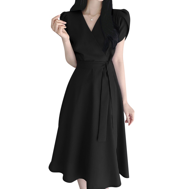 ZANZEA Women Fashion Puff Short Sleeve V Neck A Line Party Night Gown Long Dress