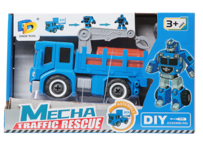 Mecha Traffic Rescue Gray Crane Transforming Engineering Vehicle