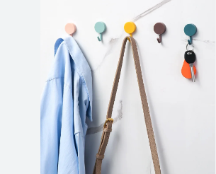 Small Cute Hooks For Hanging Self Adhesive Wall Hook Plastic Key Holder Bag Towel Bath Kitchen Room