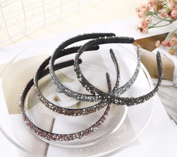 Korean Pearl Rhinestone Thin Headband Crystal Plastic Hair Band For Woman Hair Accessories