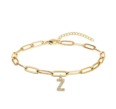 Fashion 26 Letters Alphabet Initials Crystal Bracelet Adjustable Bangle Women Men Jewelry Gift Wholesale Z