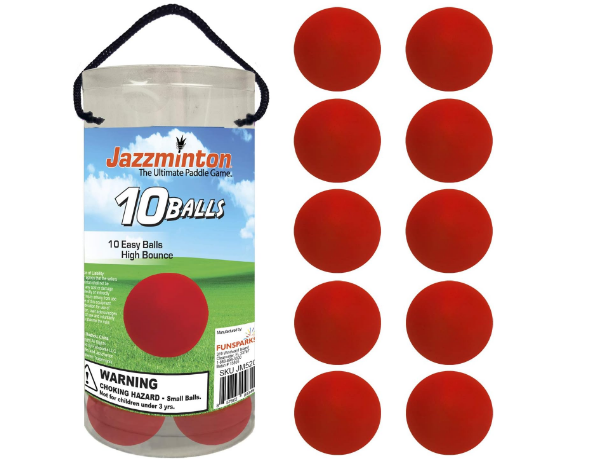 Jazzminton Slow Ball 10 Pack for Slower Play with Wooden Paddles - Fun Paddle Game for Outdoors