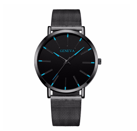 Ready Stock Men Black Stainless Steel Mesh Business GENEVA Watch Luxury Men Sport Watch Quartz Clock 07