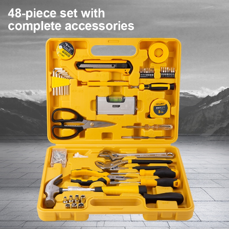 Deli 48Pcs/Set Household Tool Box Set Repairing Tools Set Home Tool DIY Kit DL1048J