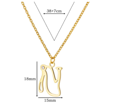 Zircon Initial Letter Necklace for Women Stainless Steel Gold Plated Chains Choker Name Pendant Necklaces New Vintage Jewelry N