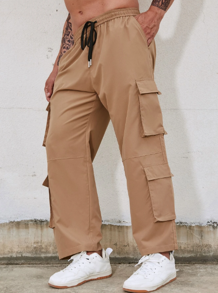 Manfinity Men Plus Flap Pocket Drawstring Waist Cargo Pants