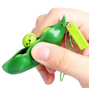 Extrusion Peas Beans Cute Decompression Edamame Toys Squishy Keychain Stress Relieve Party Gifts Charms Trinket 1Pcs