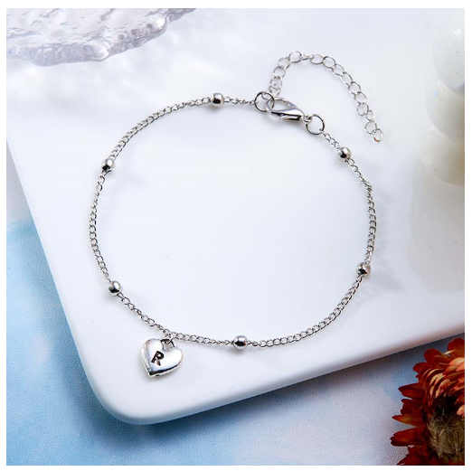 Fashion Silver Plated 26 Letters Initials Alphabet Bracelet Adjustable Bangle Women Jewelry Mother's Day Gift R