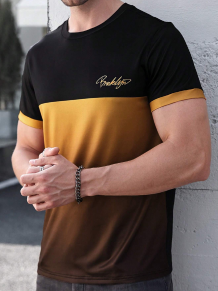 Manfinity Homme Men T-Shirts Fit Crew Neck Short Sleeve Graphic Tee Casual Fashion Men Clothes Husband Summer Knit Top