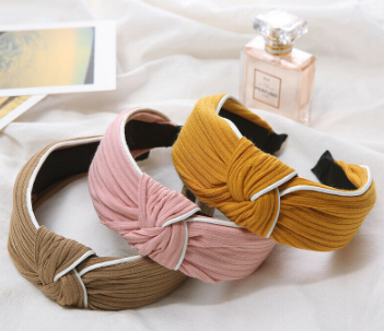 Korean Simple Knit Wide-Brim Headband Knotted Solid Color Woman Hair Band Hair Accessories