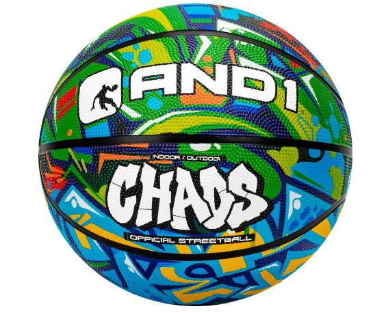 AND1 Chaos Rubber Basketball: Official Regulation Size 7 (29.5 inches) Rubber Basketball - Deep Channel Construction Streetball, Made for Indoor Outdoor