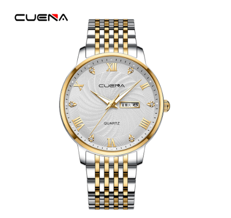 CUENA New Men's Watch Fashion Business Automatic Date Stainless Steel Waterproof Quartz 6069 M1