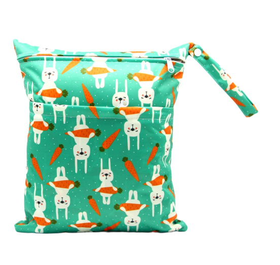 30x37cm Cloth Diaper Wet Dry Bags Double Zipper Mixed Color Printed Portable Waterproof Dag Storage Bag Swimwear Bag C48