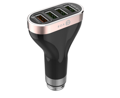V2S VS701Q Universal AUTO-ID Adaptive Fast Charging 4 Drive Car Charger With Charging Cable