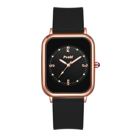 POSHI New Women Watch fashion Elegant square women's waterproof quartz watch Ladies Casual Wrist Watch BLACK