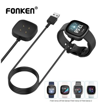 FONKEN USB Fast Charger Cable Charging Dock Stand Cradle For Fitbit Versa 4 3 Smart Watch Accessories for Fitbit sense 4 2