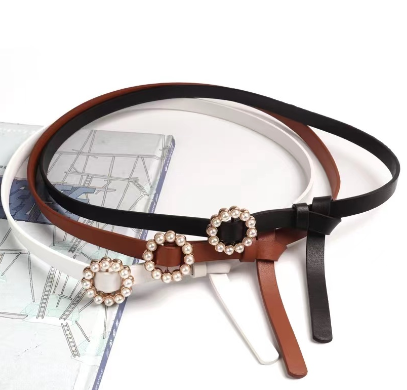 Fashion Korean Belt Ladies Elegant Pearl Leather Belts For Women