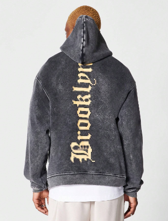 SUMWON Overhead Washed Hoodie With Brooklyn Graphic Print