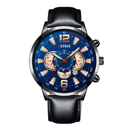 Fashion Mens Sports Watches Men Stainless Steel Quartz Wrist Watch Calendar Luminous Clock Man Business Casual Leather Watch 7