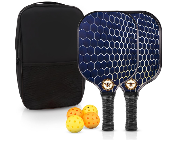 Pickleball Paddles Set of 2, Carbon Fiber Pickleball Paddles, USAPA Approved Manufacturer - Pickleball Rackets - Indoor Outdoor Pickleball Set, Pickleball Paddles for Men and Women